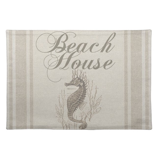 Beach House Seahorse Seashore Cloth Placemat (Front)