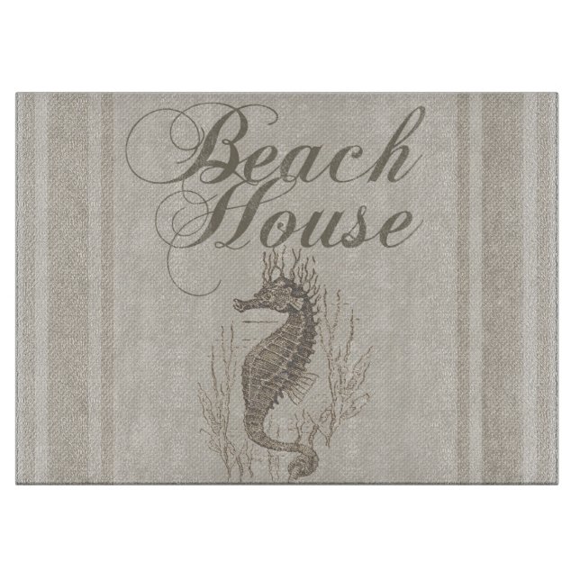 Beach House Seahorse Seashore Cutting Board (Front)