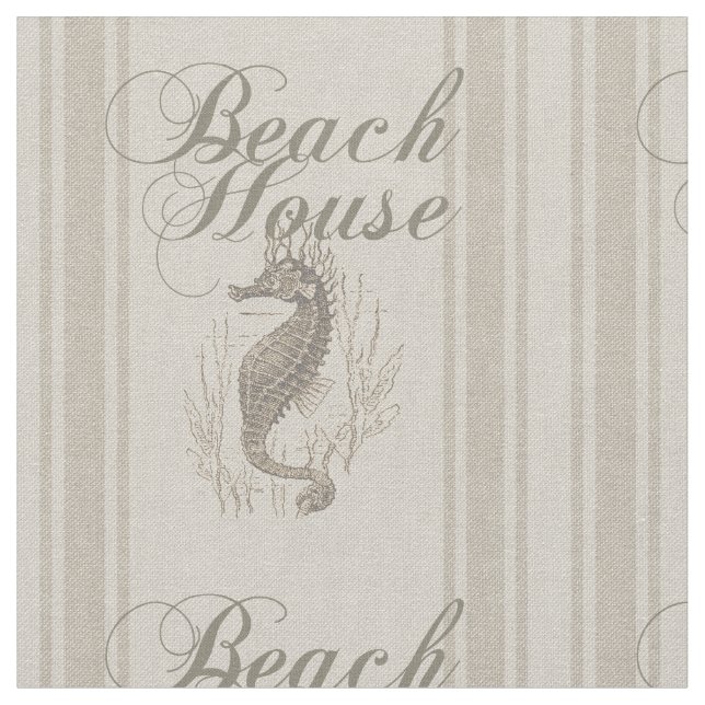 Beach House Seahorse Seashore Fabric (Close Up)
