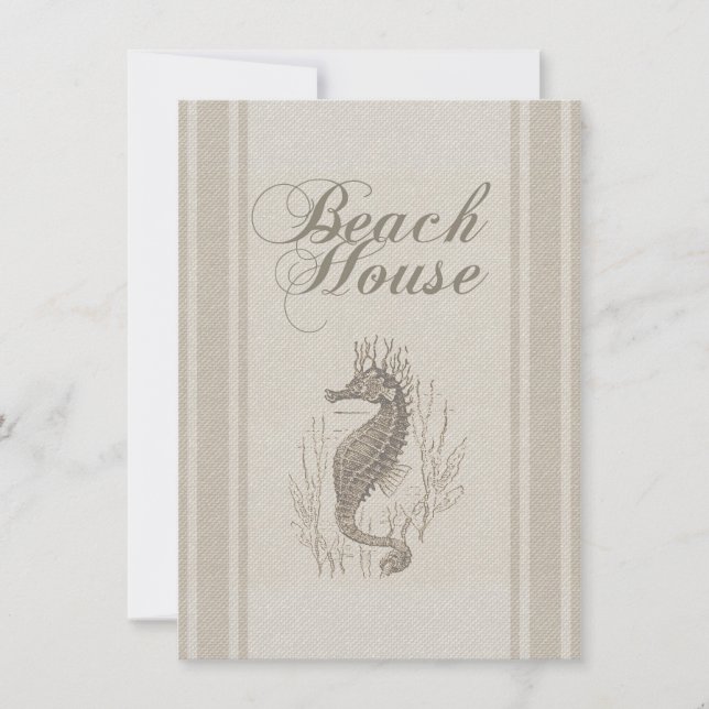 Beach House Seahorse Seashore Invitation (Front)