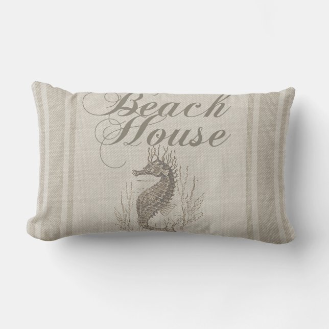Beach House Seahorse Seashore Lumbar Pillow (Front)