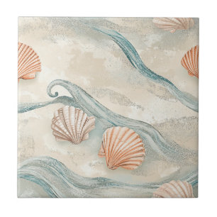 Beach House Seashell Pattern Ceramic Tile