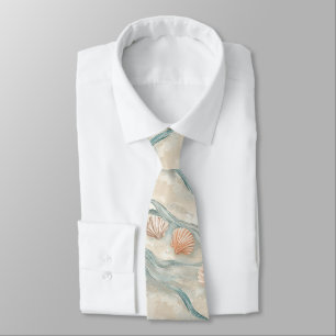 Beach House Seashell Pattern Neck Tie