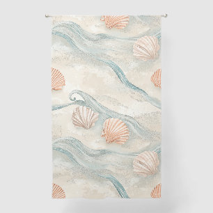 Beach House Seashell Pattern Sheer Curtains