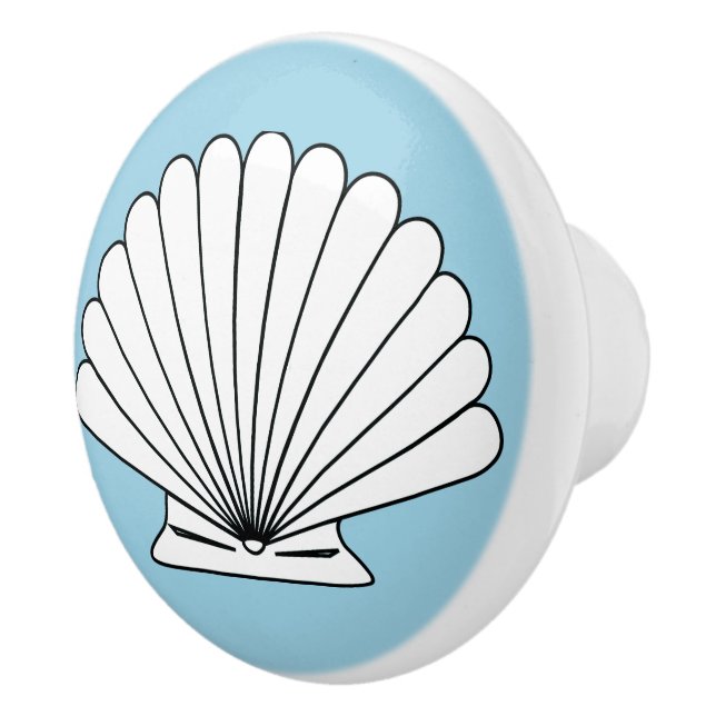 Beach House Seashell Turquoise Door Knob (Right)