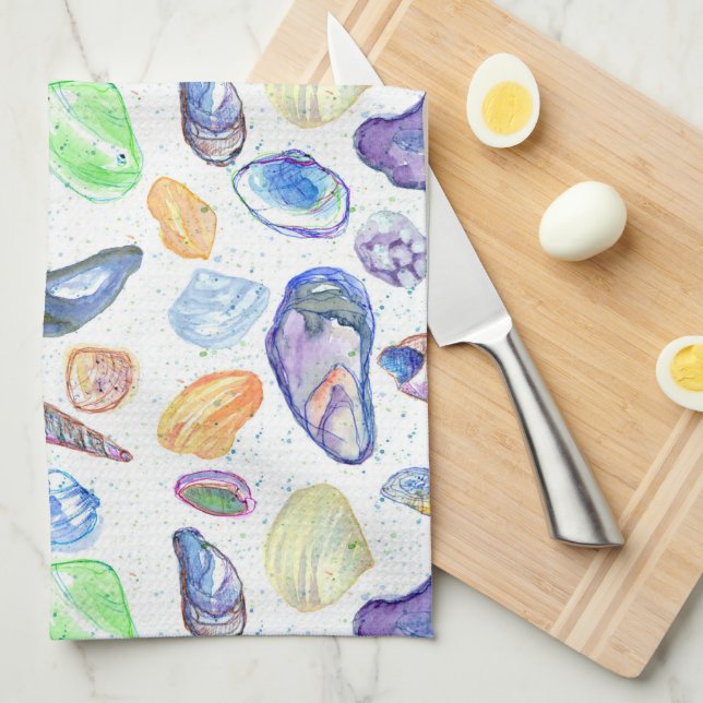 Beach House Seashells Clam Oyster Towel (Quarter Fold)