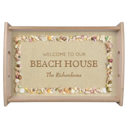 Beach House Seashells Sand Personalized Serving Tray