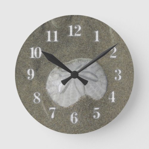 Beach House Seashore Sand Dollar Coastal Home Round Clock