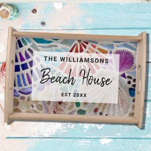 Beach House Shells Family Name Custom Serving Tray