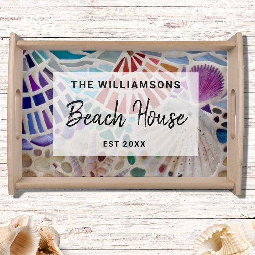 Beach House Shells Family Name Custom Serving Tray