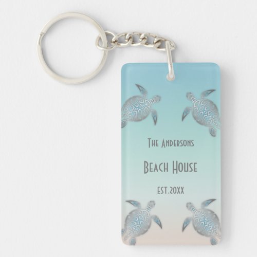 Beach House Silver Turtles Keychain
