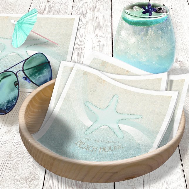 Beach House Starfish Aqua Blue ID623 Napkins (Creator Uploaded)