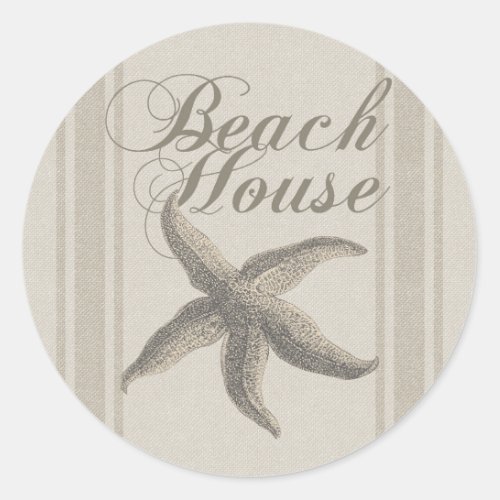 Beach House Starfish Seashore Classic Round Sticker