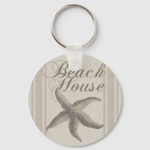 Beach House Starfish Seashore Keychain