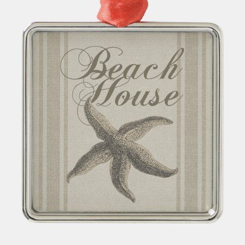 Beach House Starfish Seashore Metal Ornament