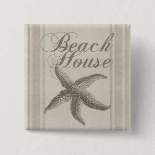 Beach House Starfish Seashore Pinback Button