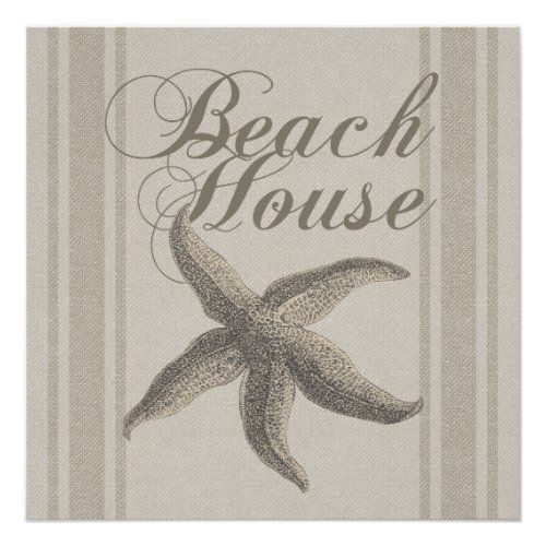 Beach House Starfish Seashore Poster