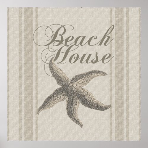 Beach House Starfish Seashore Poster