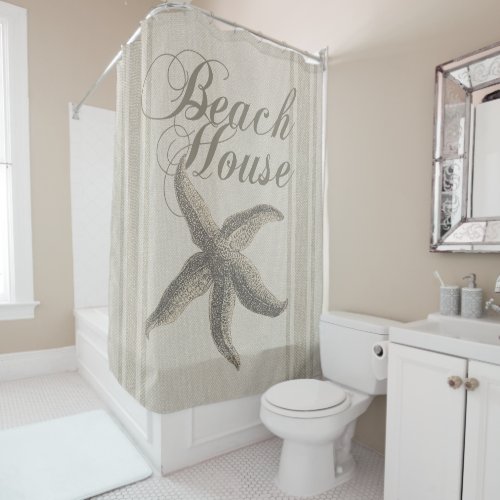 Beach House Starfish Seashore Shower Curtain
