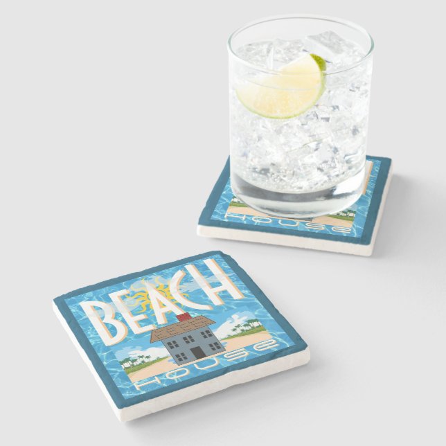 Beach House Stone Coaster (Side)
