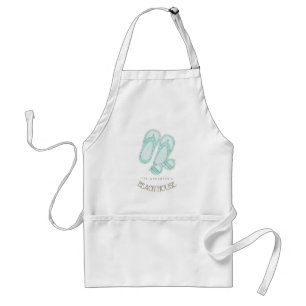 Beach House Sunglasses and Flip Flops Aqua ID623 Adult Apron