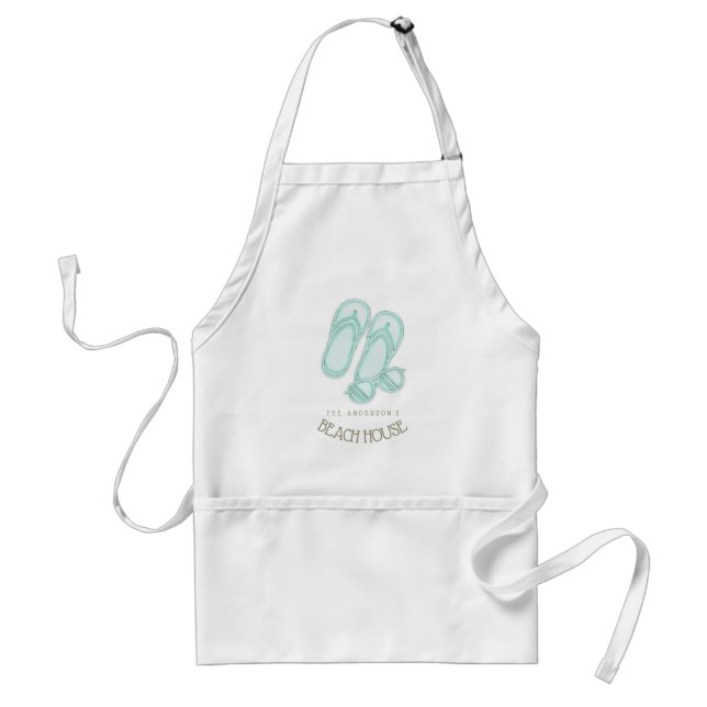 Beach House Sunglasses and Flip Flops Aqua ID623 Adult Apron (Front)