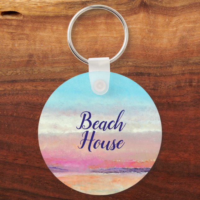 Beach House Sunset Key Chain (Front)