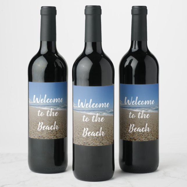 Beach House Surf Sand Pacific Coast Guest Welcome Wine Label (Bottles)