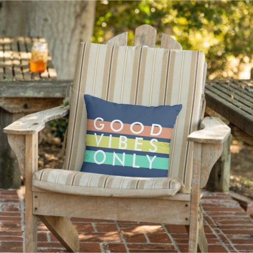 Beach House Surfer Good Vibes Only Patio Pool  Outdoor Pillow