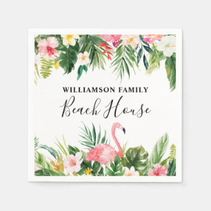 Beach House Tropical Watercolor Floral Cocktail Napkins