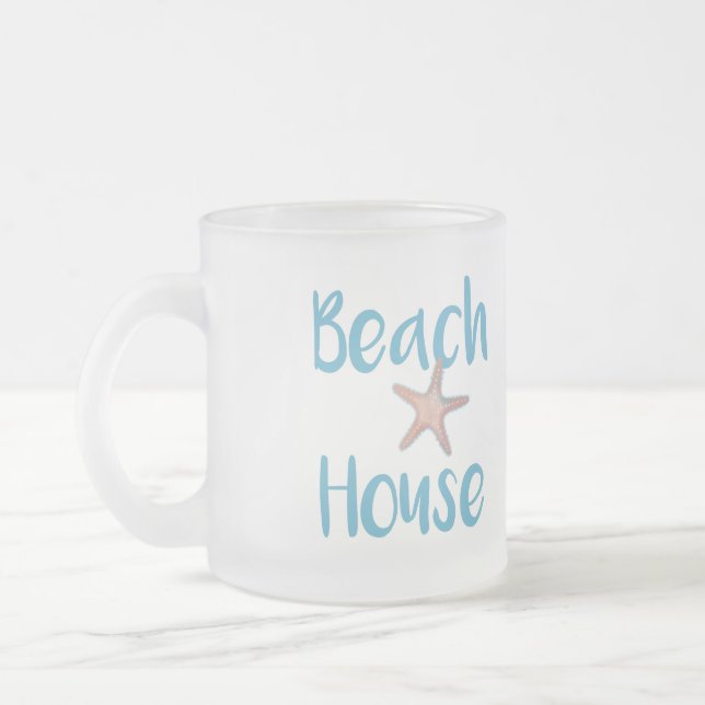 Beach House Typography Starfish Coffee Mug (Left)