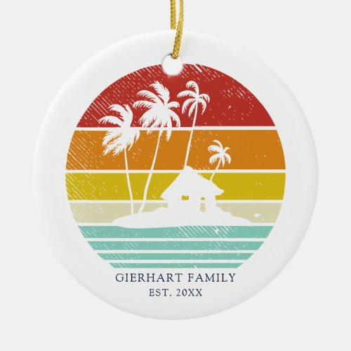 Beach House Vacation Family Christmas Reunion Ceramic Ornament