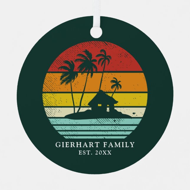 Beach House Vacation Family Reunion Christmas Metal Ornament (Front)