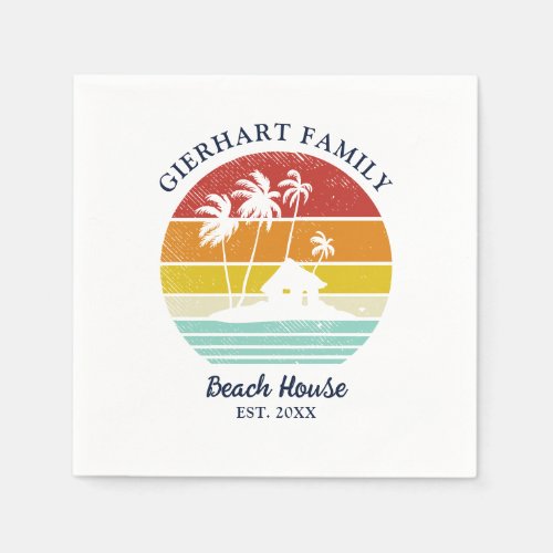 Beach House Vacation Family Reunion Palm Trees Napkins