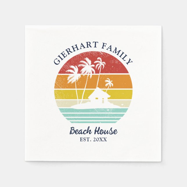 Beach House Vacation Family Reunion Palm Trees Napkins (Front)