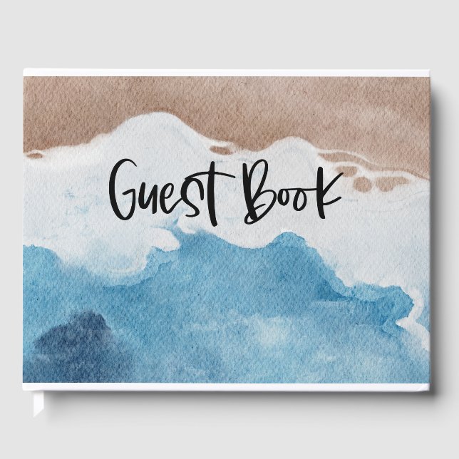 Beach  House Vacation on ocean background Guest Book (Front)
