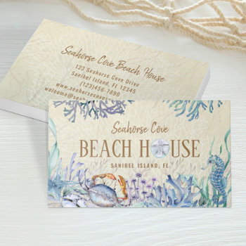Beach House Vacation Rental Cottage Business Card by CreativeHorizon at Zazzle
