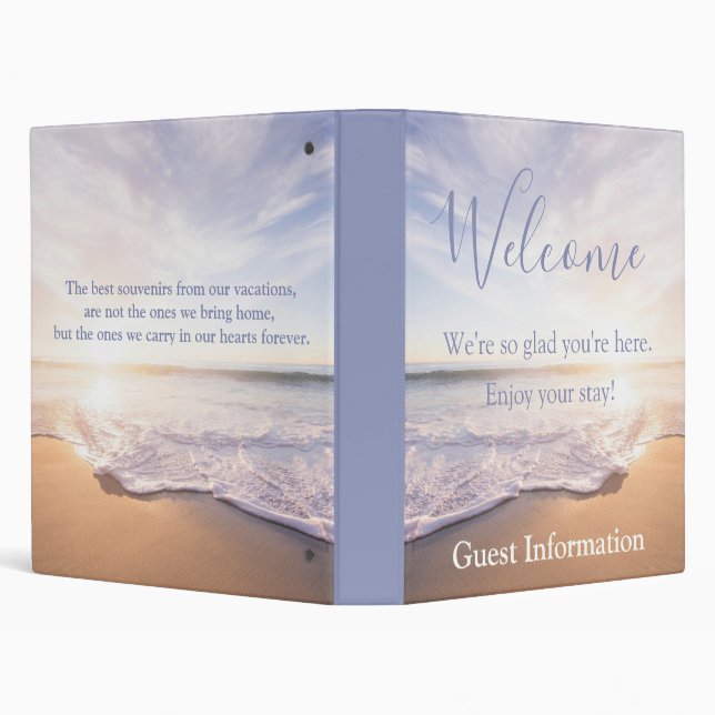 Beach House Vacation Rental Guest Information  3 R 3 Ring Binder (Background)