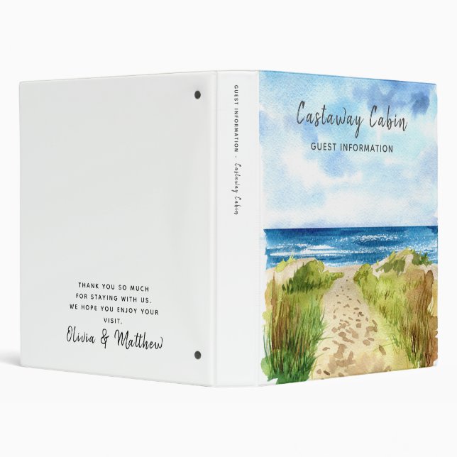 Beach House Vacation Rental Guest Information 3 Ri Ring Binder (Background)