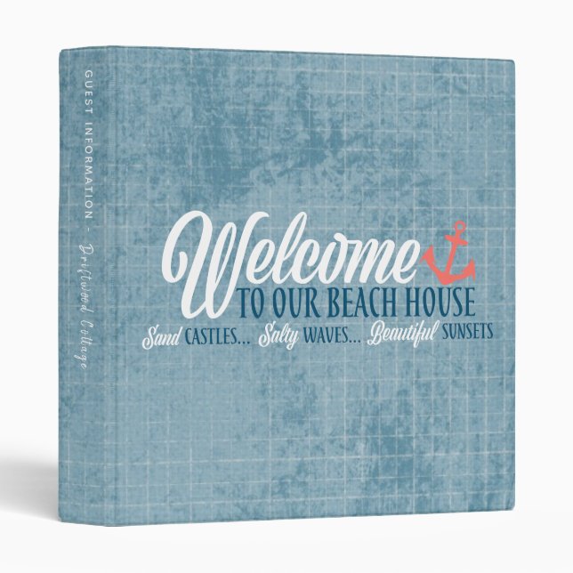 Beach House Vacation Rental Guest Information 3 Ring Binder (Front/Spine)