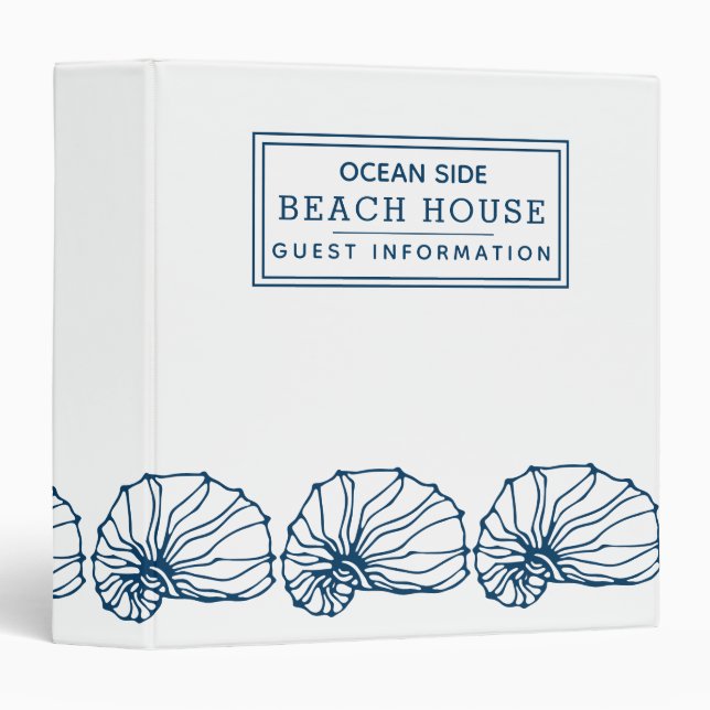 Beach House Vacation Rental Guest Information 3 Ring Binder (Front/Spine)