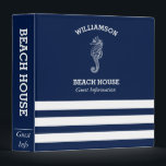 Beach House Vacation Rental Guest Information 3 Ring Binder<br><div class="desc">Add the personal touch to your beach house with this stunning navy and white stripe design featuring a seahorse. Keep your guest information organized ideal for vacation rental beach house or beach cottage. The custom template means that you can add your Beach House name the extra wow factor. Matching home...</div>