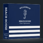 Beach House Vacation Rental Guest Information 3 Ring Binder<br><div class="desc">Add the personal touch to your beach house with this stunning navy and white stripe design featuring a seahorse. Keep your guest information organized ideal for vacation rental beach house or beach cottage. The custom template means that you can add your Beach House name the extra wow factor. Matching home...</div>