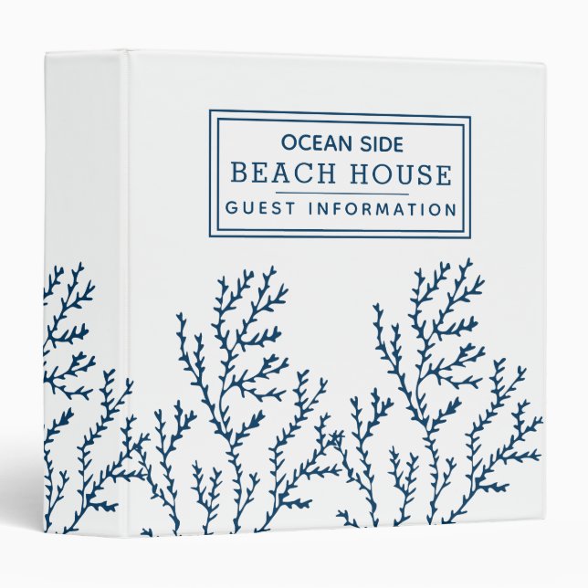 Beach House Vacation Rental Guest Information 3 Ring Binder (Front/Spine)