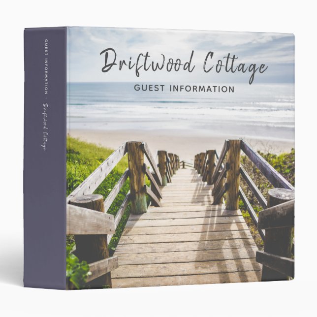 Beach House Vacation Rental Guest Information 3 Ring Binder (Front/Spine)