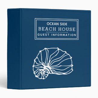 Beach House Vacation Rental Guest Information Blue 3 Ring Binder
