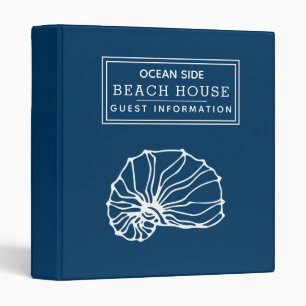 Beach House Vacation Rental Guest Information Blue 3 Ring Binder