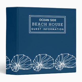 Beach House Vacation Rental Guest Information Blue 3 Ring Binder