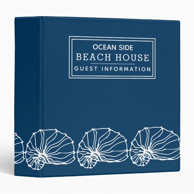 Beach House Vacation Rental Guest Information Blue 3 Ring Binder (Front/Spine)
