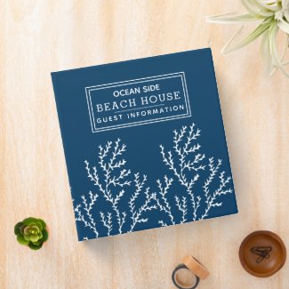 Beach House Vacation Rental Guest Information Blue 3 Ring Binder